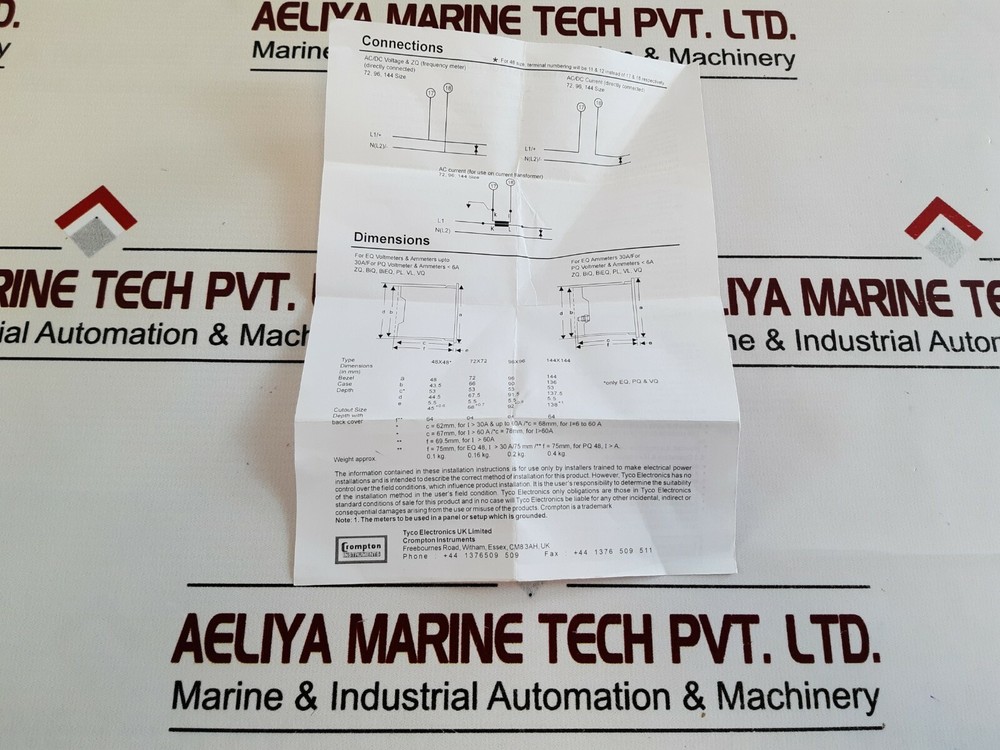 Crompton e244-41s-g-ry-ag-ag frequency meter