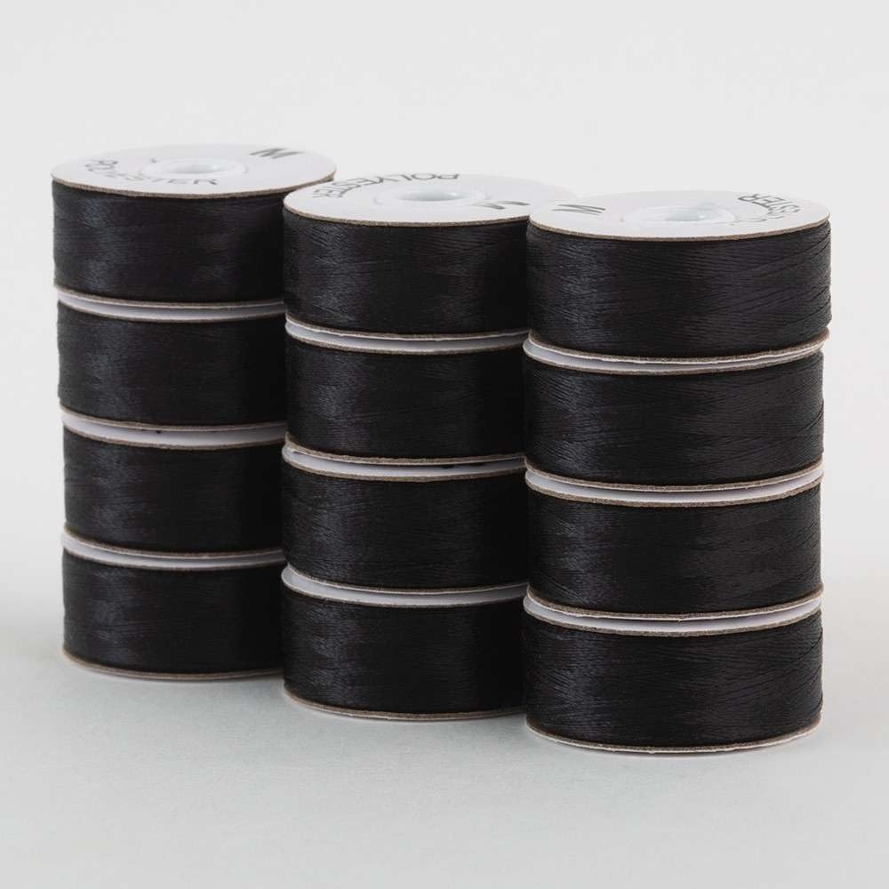 SuperBobs Polyester 12pk M-Style Black Prewound Bobbin