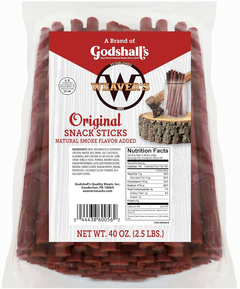 Weavers Original Mild Beef & Chicken Snack Sticks - 80 Count Pack