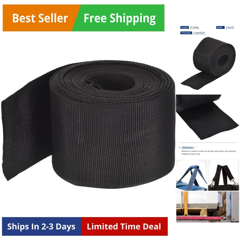 Lightweight Polypropylene Webbing Strap 3" 10 Yard Backpack Strapping Band Bl...