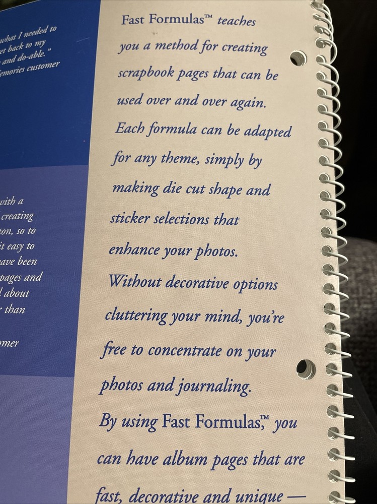 Creative Memories Book FAST FORMULAS Scrapbooking Layout Methods Spiral Bound