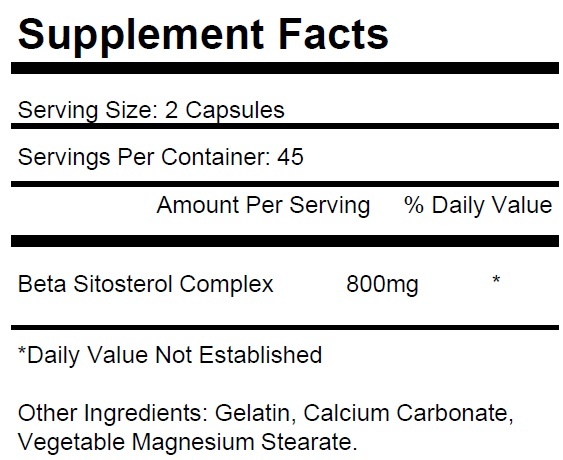 Beta Sitosterol 800mg Prostate Support Urinary Bladder KRK Supplements