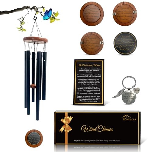36" Personalized Memorial Wind Chimes with Custom Black Image Insert Design