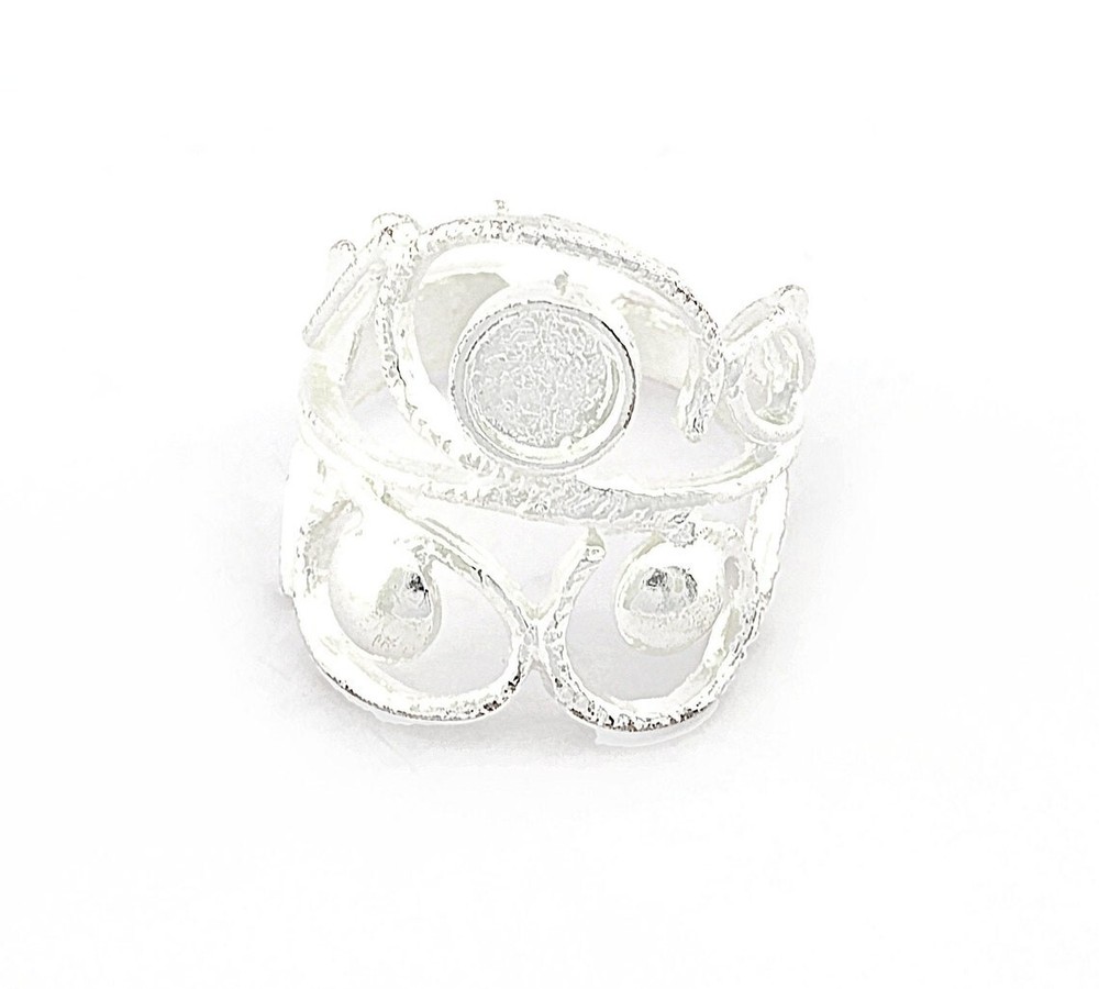 Round Blank Adjustable Ring Bezel Shiny Silver Brass 6 mm Round Setting 3669