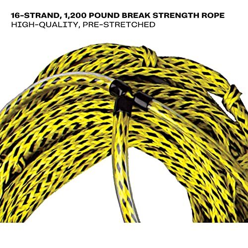 Trick Handle Wakeboard Rope, 4 Sections, 75-Feet, Yellow