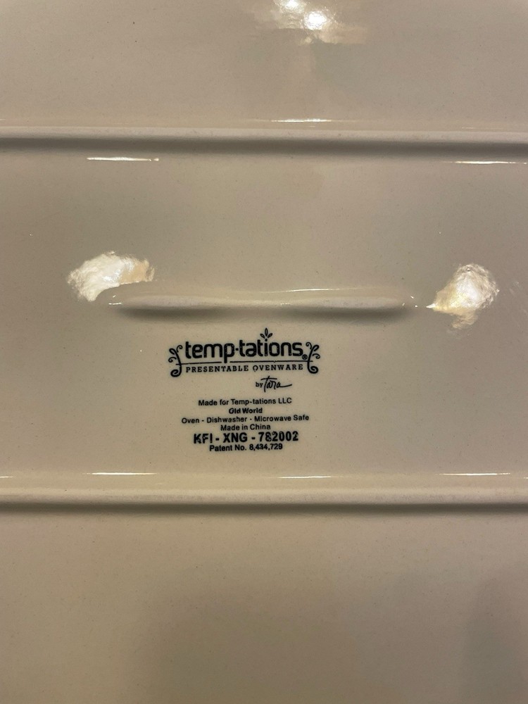 Temp-tations Old World Orange Rectangle Baking Serving Tray with Handles