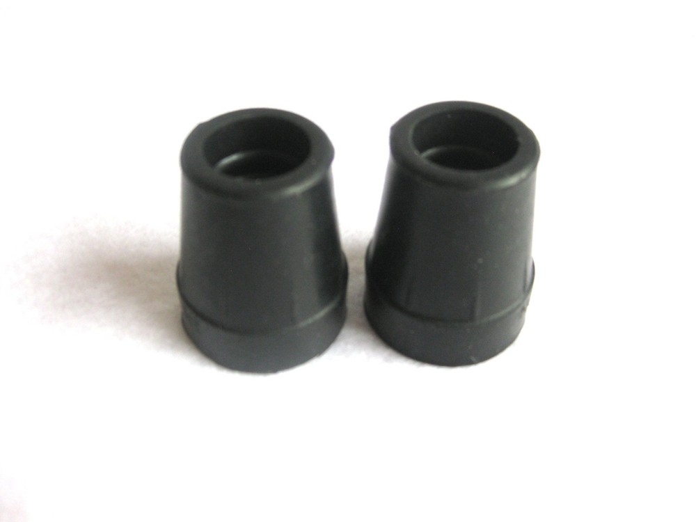 Harvy 1" Heavy Duty Black Rubber Replacement Cane Tip. (2 Pack)