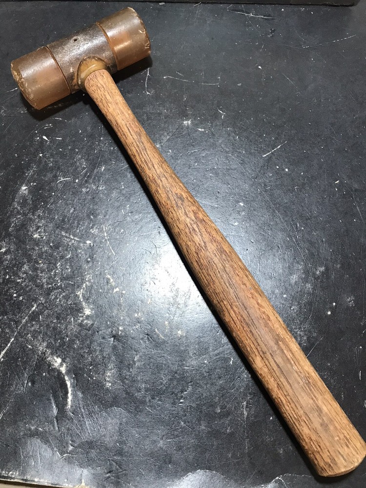 ~VINTAGE Split Plastic Head Wood Handle Hammer Used