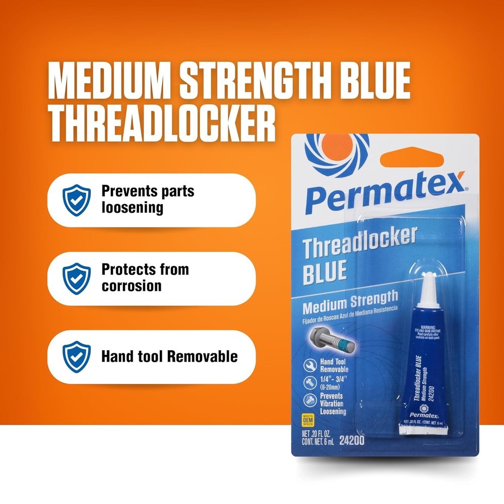 Permatex 24200 Blue Threadlocker Medium Strength Removable 6ml