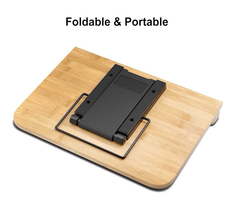 Large Book Cookbook Stand Bamboo Adjustable & Foldable Kitchen Reading Rest
