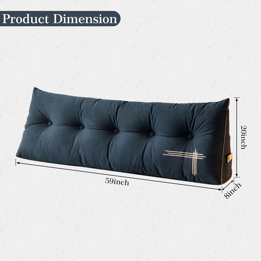 Triangular Headboard Wedge Bed Rest Reading Pillow Backrest with Removable Cover