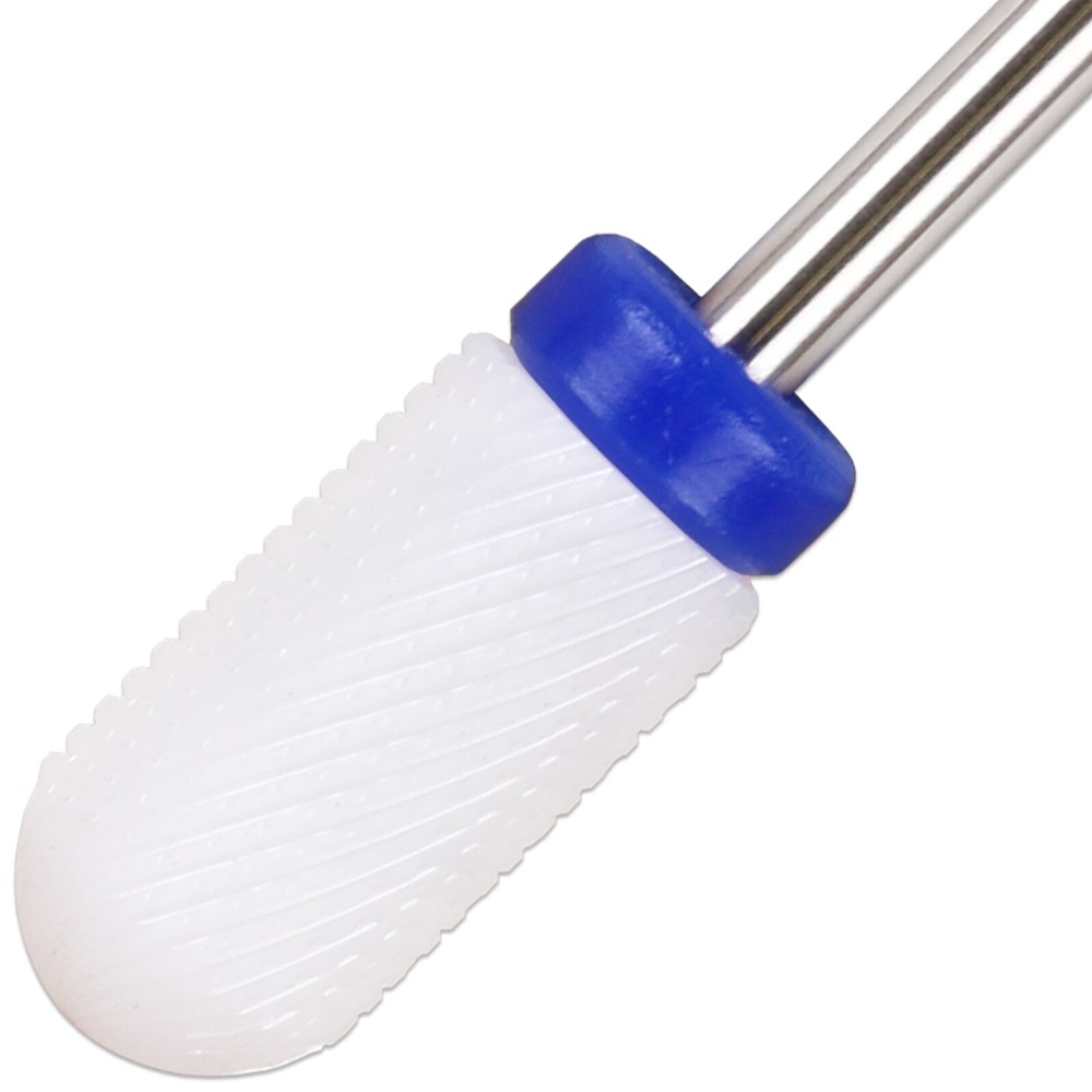 Professional Ceramic White Round Top Large Barrel Bit Nail Drill Medium Grit