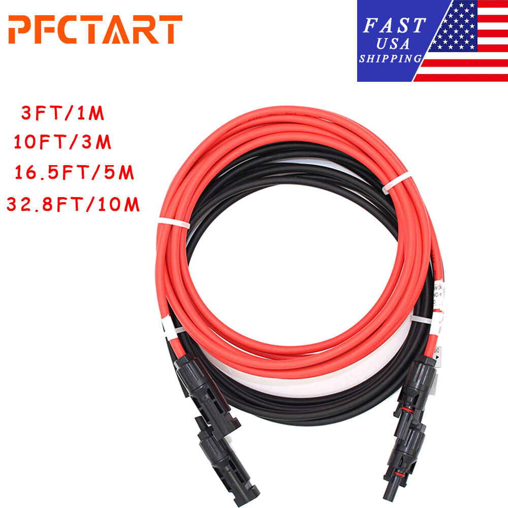 10AWG 6mm² Black & Red Solar Panel Extension Cable Silicone Flexible Wire