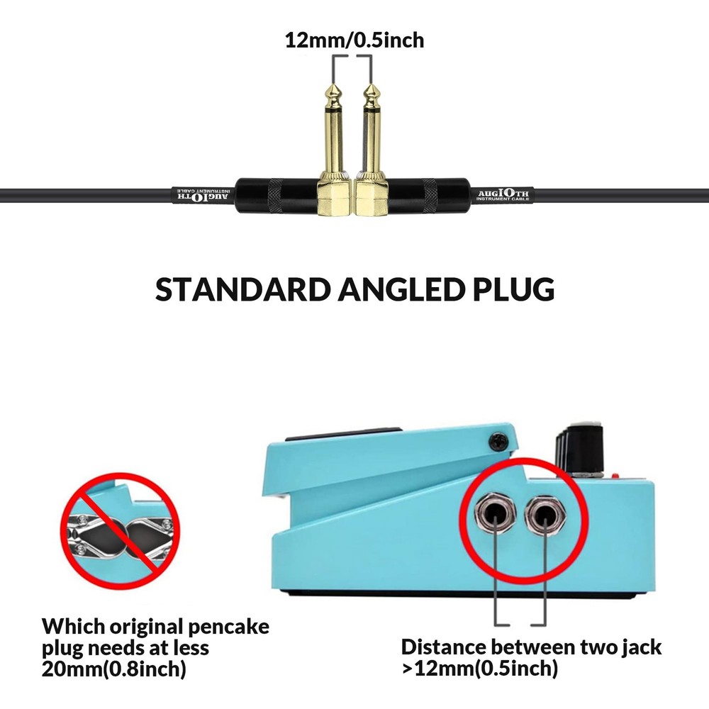 Augioth 12 Inch Guitar Patch Cable 2 Pack Performance Guitar Effect Pedal Cab...