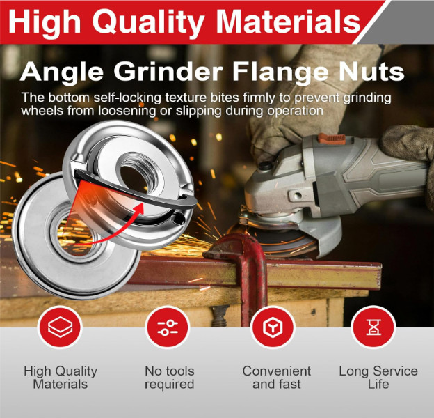 2Pcs 5/8-11 Quick Change Angle Grinder Flange Nuts Locking Nut Replacement Part