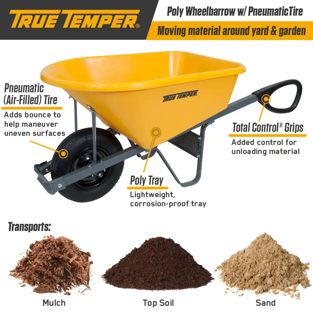 6 Cu. Ft. Poly Wheelbarrow with Total Control Handles