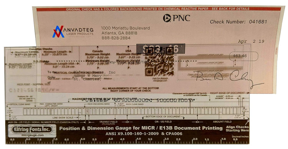 MICR Check Position Gauge