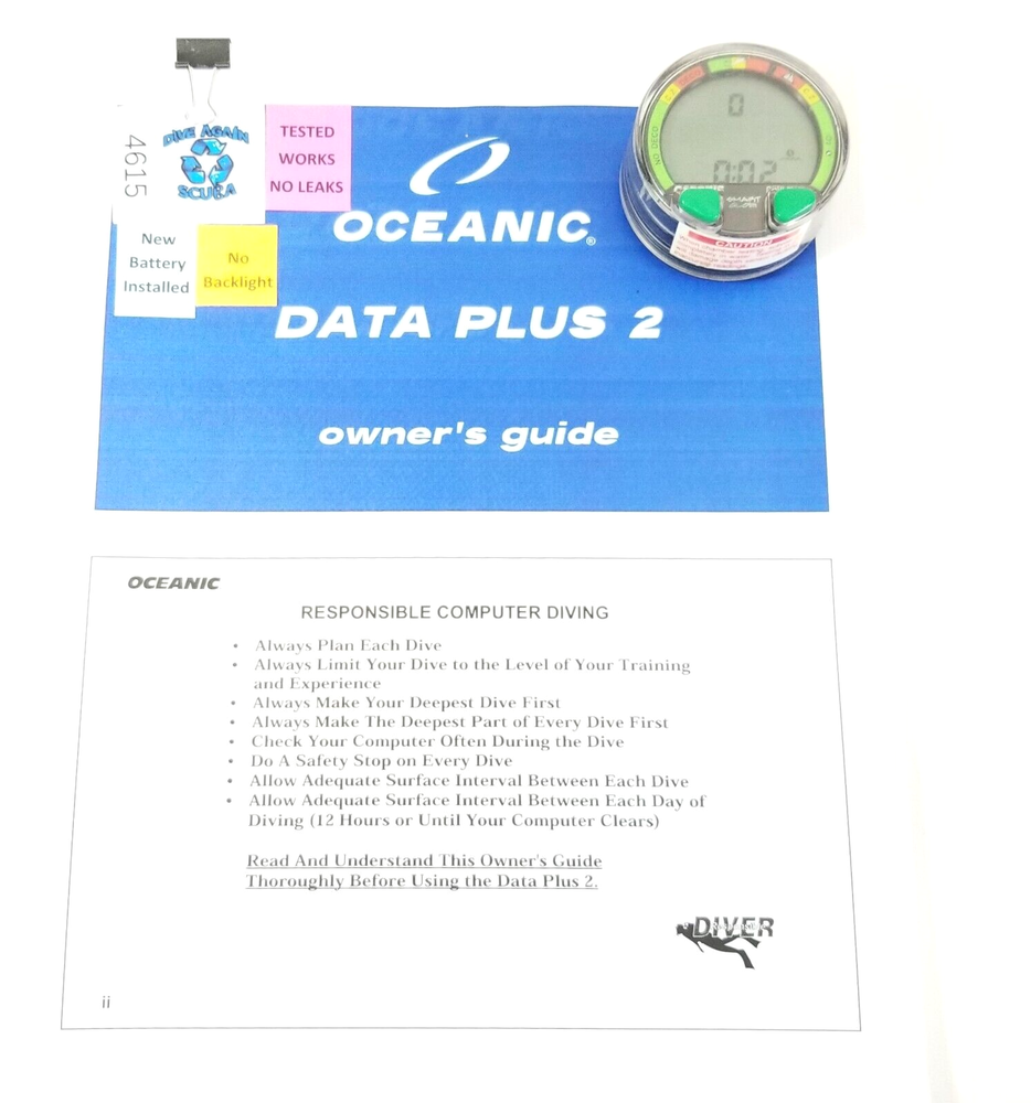 Oceanic Data Plus 2 Air & Nitrox Puck Module Scuba Dive Computer #4615