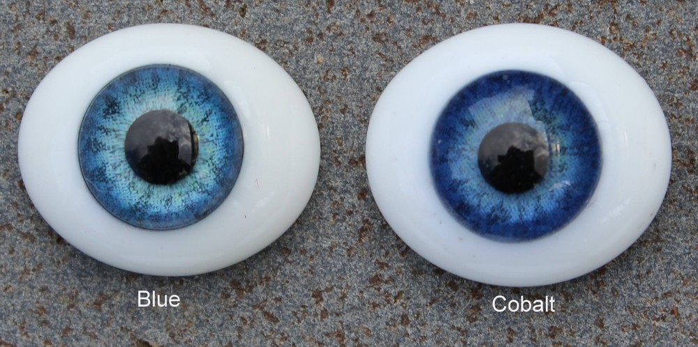 Solid Glass, Flatback Oval Paperweight Eyes - Blue, 16mm