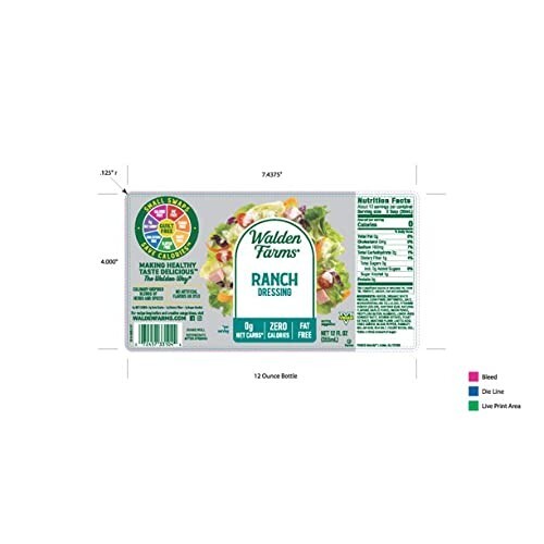 Ranch Zero Calorie Dressing 4 Bottles NT.WT 12 Fl.Oz. (355mL) each.