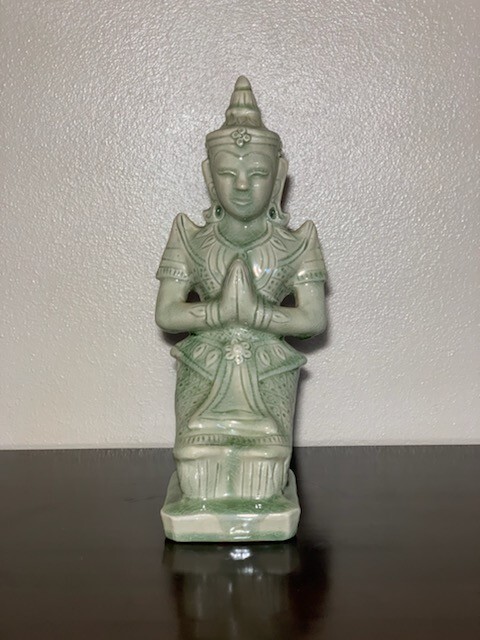 Large 14” Ceramic Thai Celadon Buddha