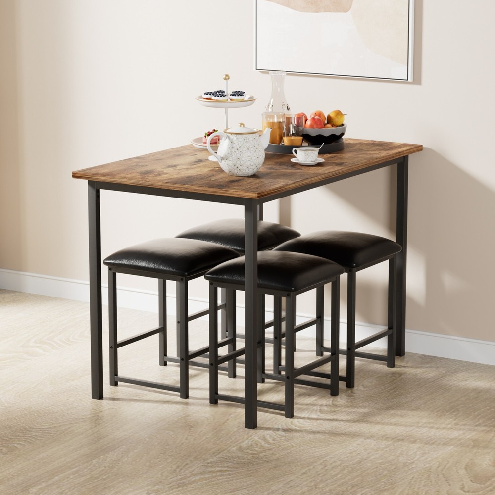 Dining Table Set for 4 Small Space Kitchen Breakfast Table Chairs Set, 4 Stools