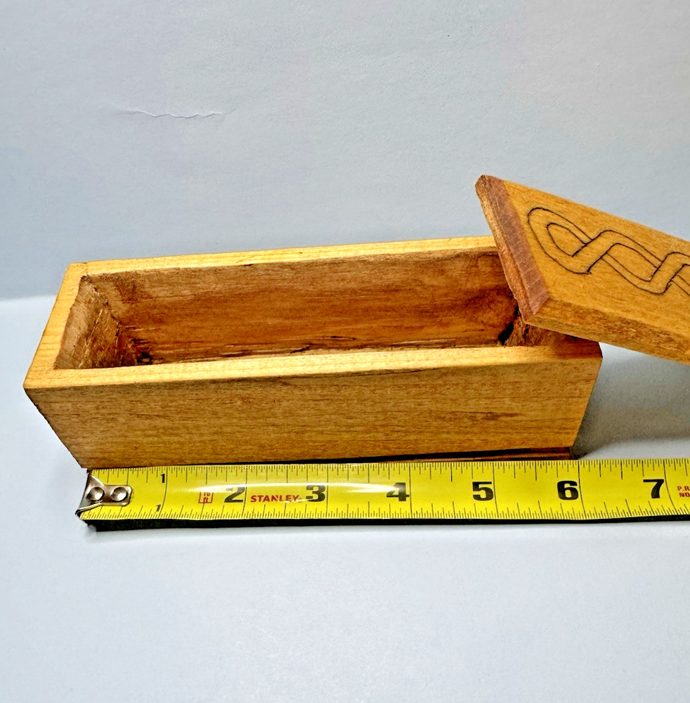 Handcrafted Rectangular Decorative Wood Box with Geometric Pattern Lidded