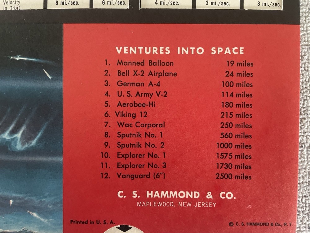 C. S. Hammond's SPACE INFOGRAPH question & answer slide w/ outer envelope