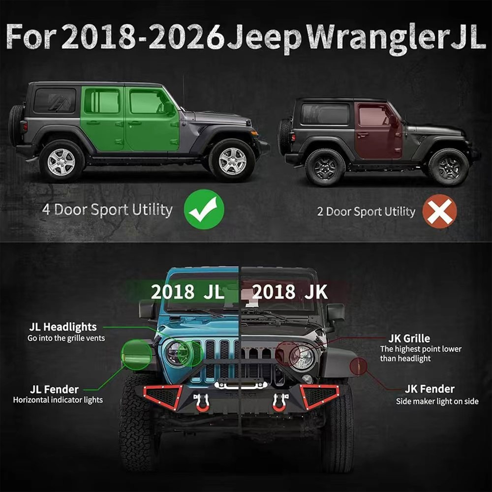 Running Boards Side Steps For 18-26 Wrangler JL (Include 4XE Model) Two Stairs