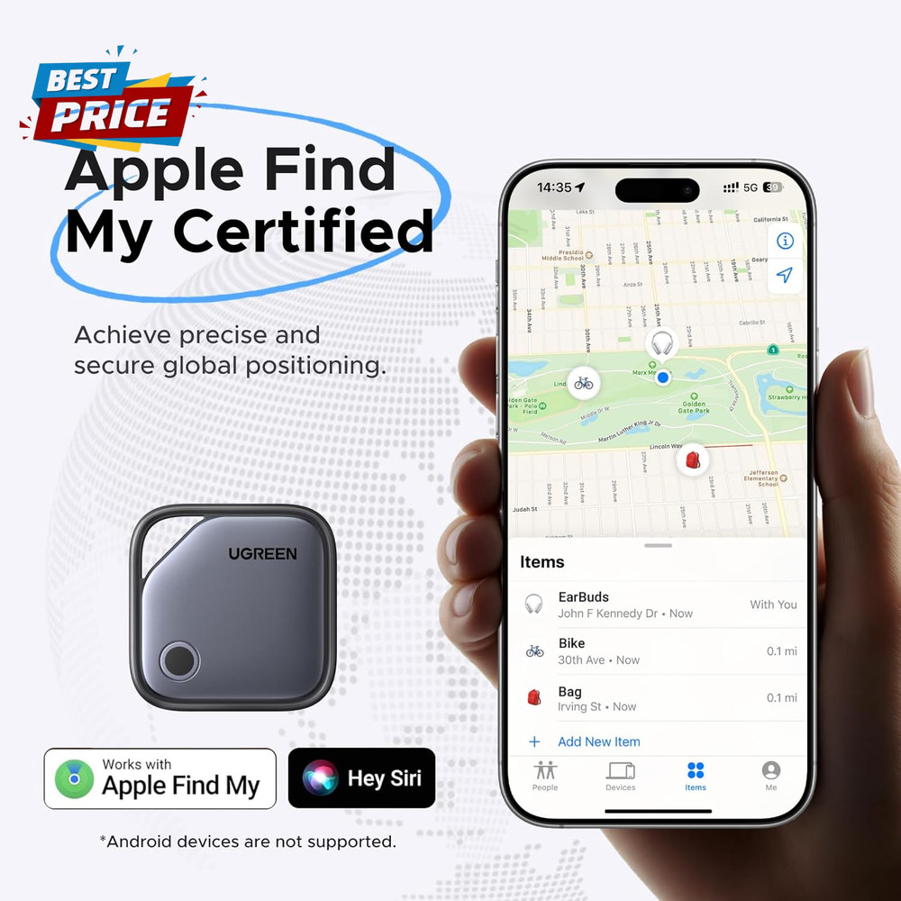Finetrack Air Tracker Tags (Ios Only) 4 Pack, 2-Year Replaceable Battery Bluetoo