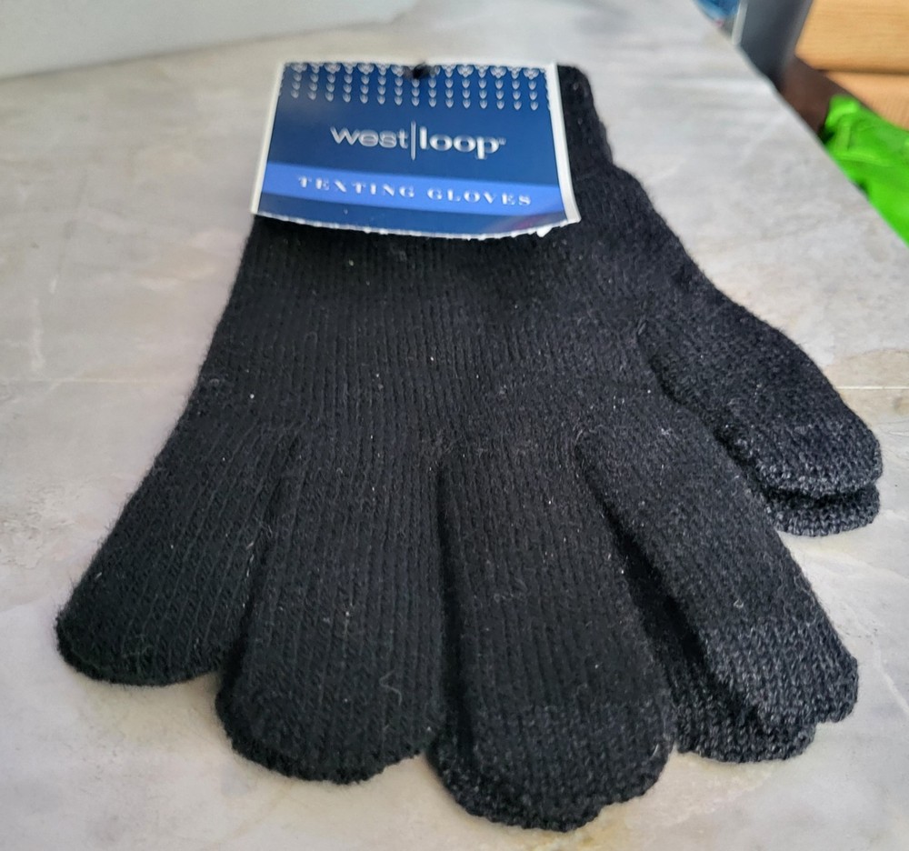 West Loop Black Texting Gloves One Size Fits Most