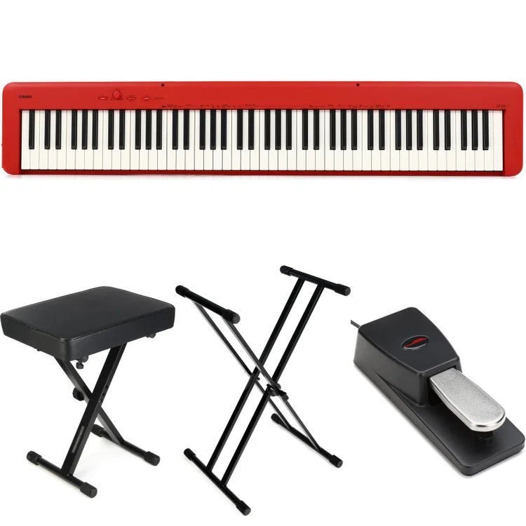 Casio CDPS160 Compact Digital Piano Essentials Bundle - Red