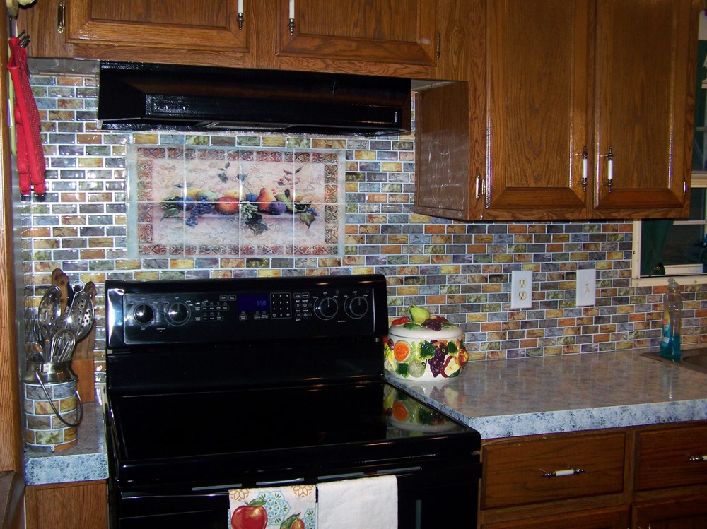 36 x 18 Art Mural Ceramic Grape Pear Apple Tile #148