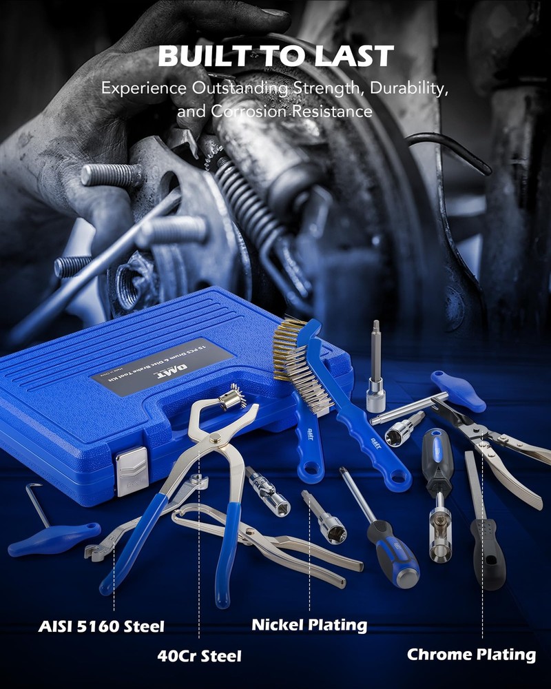 Orion Motor Tech Drum Brake Tool Kit, 15pc. Master & Disc Blue