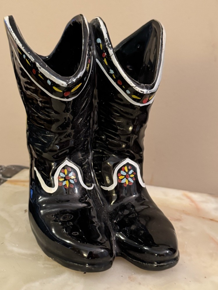 Vintage mccoy Black Boots Ceramic