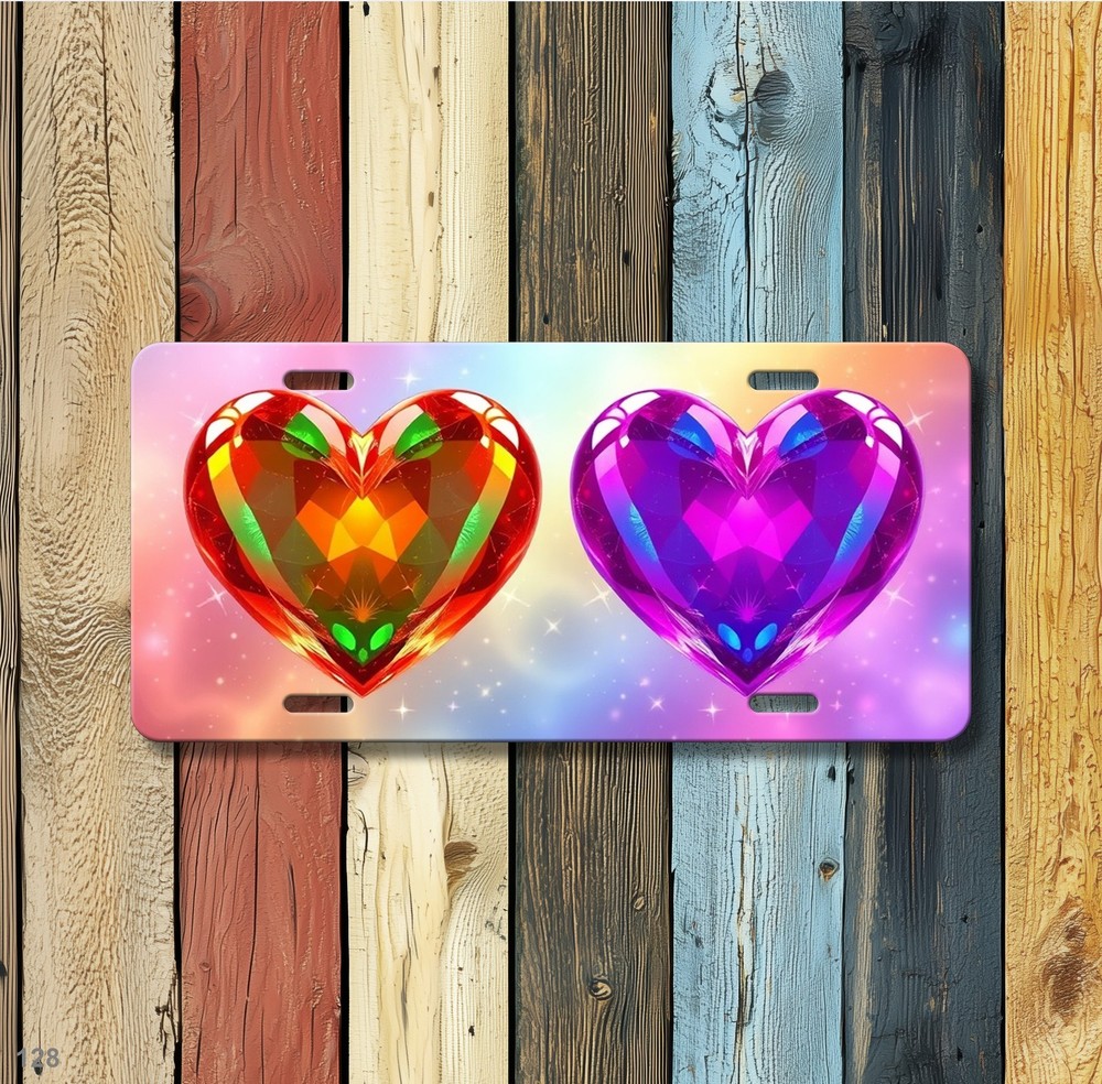 Romantic Hearts License Plate Custom Auto Tag Unique Gift