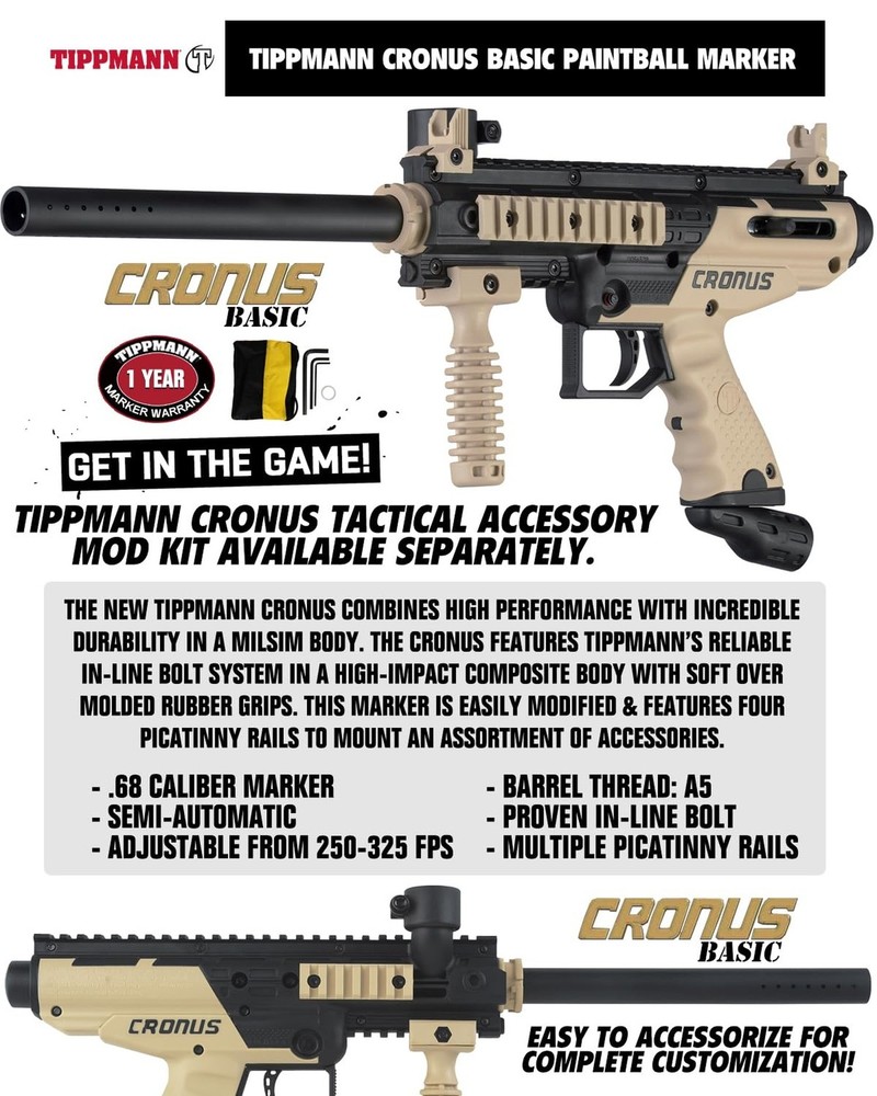 Maddog Tippmann Cronus Basic Paintball Gun Marker and Accessory Starter Packa...