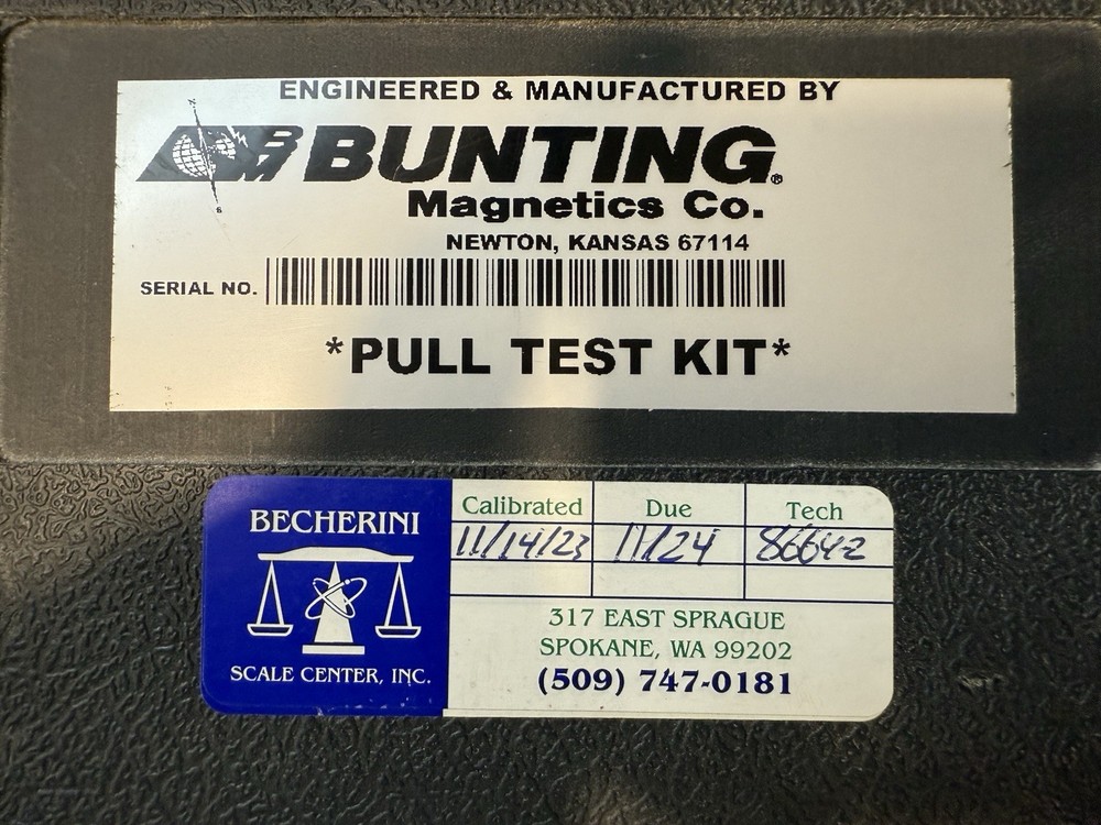 Bunting Magnetic Products Standard Pull test kit Complete In Carry Case Nice!