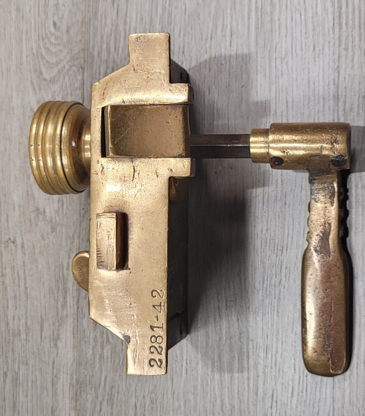 Antique Rim Lock Set Solid Brass Privacy Slide Bolt