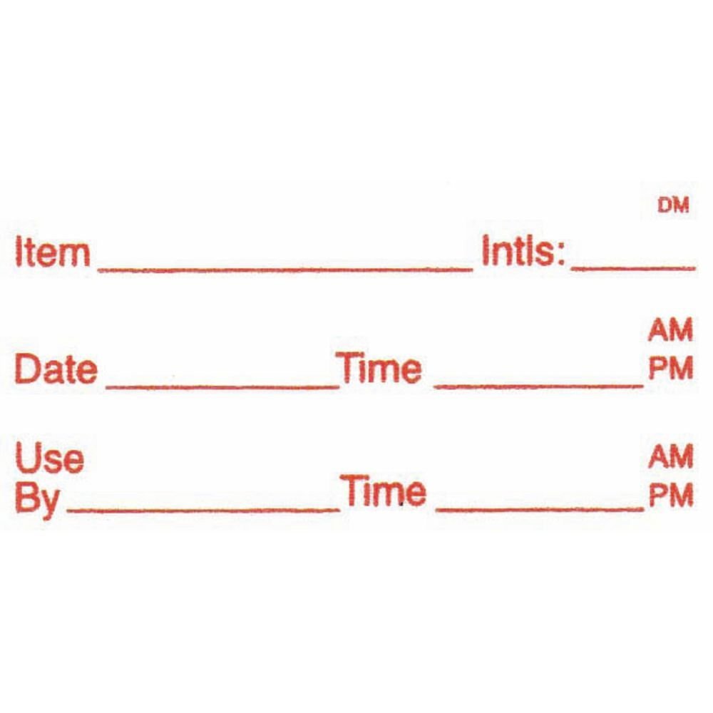 White Dissolvable Use by Labels Red Imprint - 2"L x 1"H