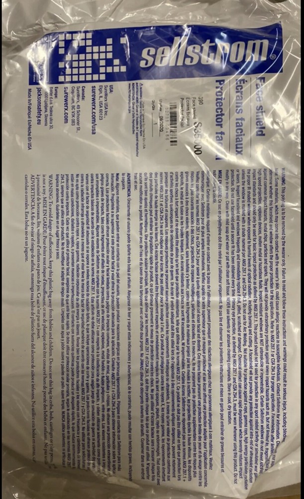 New Face shield pin-lock head gear.