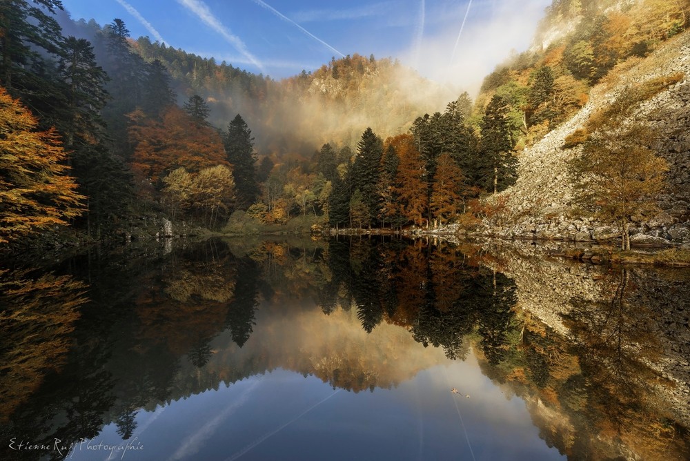 Landscape nature fall water reflection Custom Gaming Mat Desk