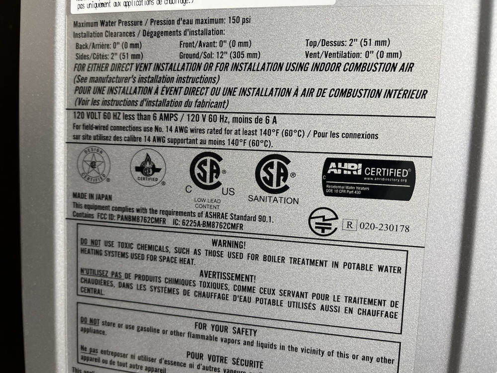 Rinnai RX199iN Tankless Water Heater 199k BTU Nat. Gas/Propane Gas (B-26 #1671)