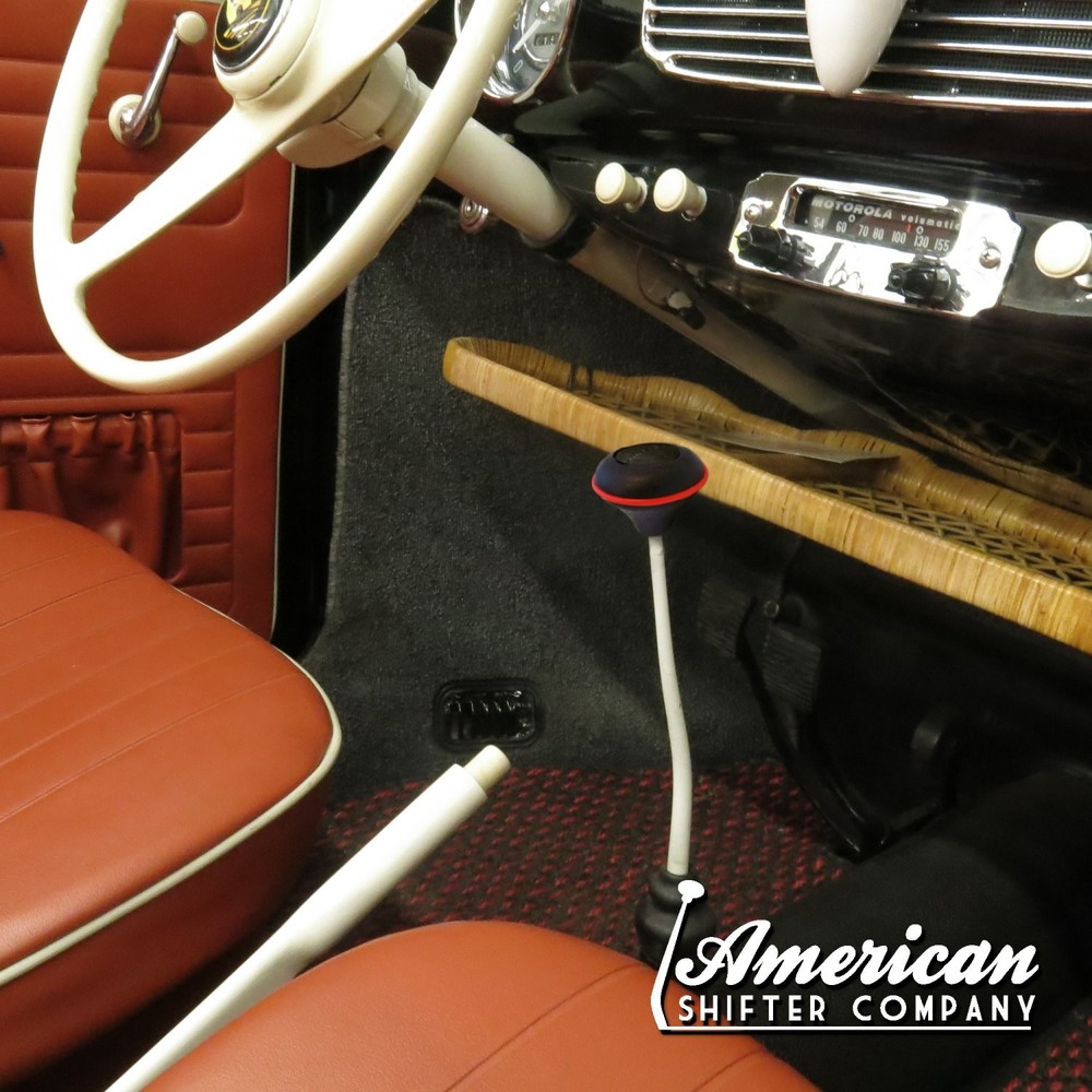 Black Nostalgic Custom Shift Knob with 4 Color O-Ring Options-Push Button-Adjust