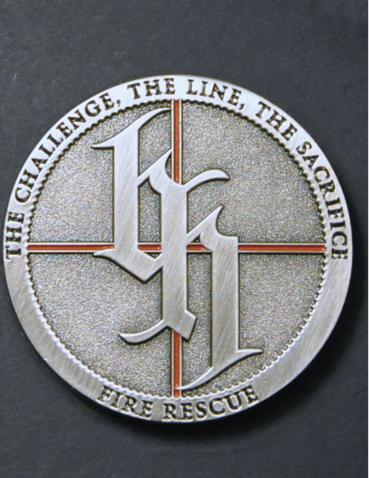 Firefighter Thin Redline Challenge Coin- The Challenge -The Line- The Sacrifice