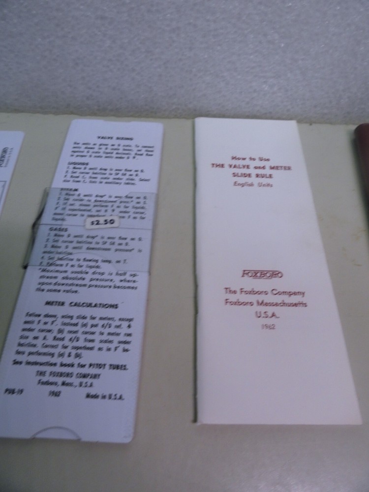 Foxboro Valve & Meter Slide Rule - Complete in Case
