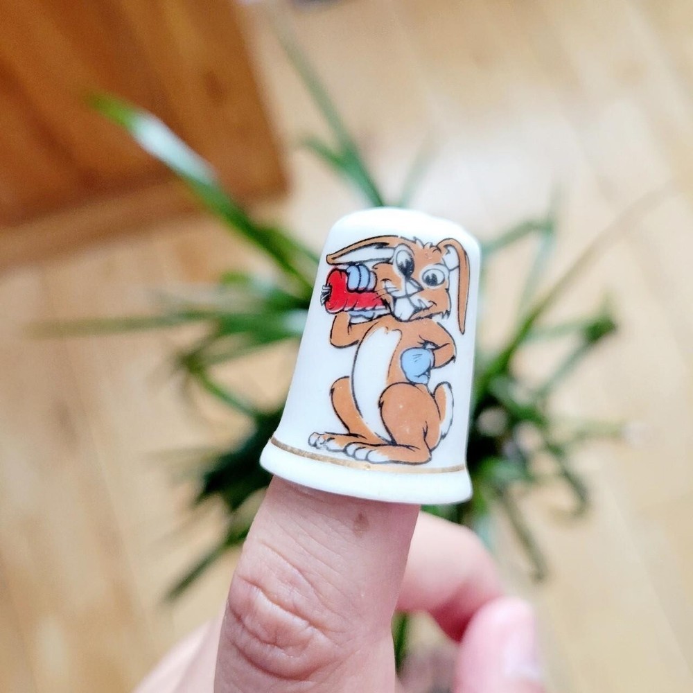 Vintage Rabbit with Carrot Thimble