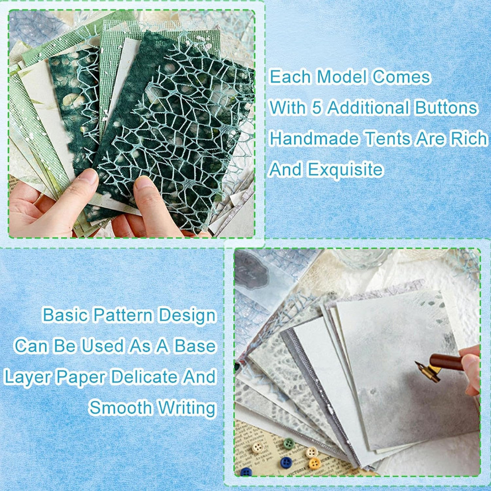 52 Sheets Textured Scrapbook Paper and Mesh Fabric Assorted Set, 2 Themes Mixed