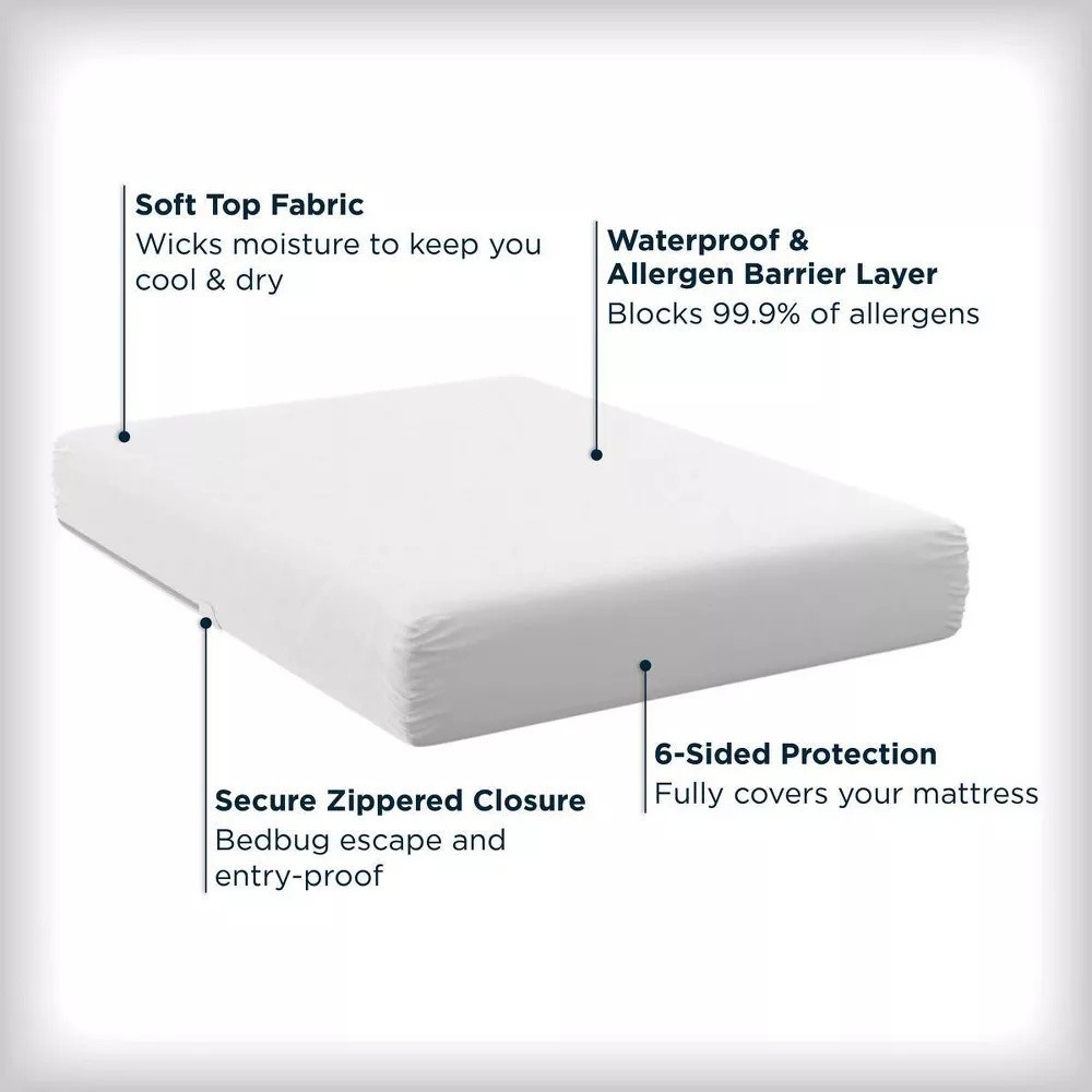 Full Maximum Bed Bug and Allergy Mattress Protector White - AllerEase