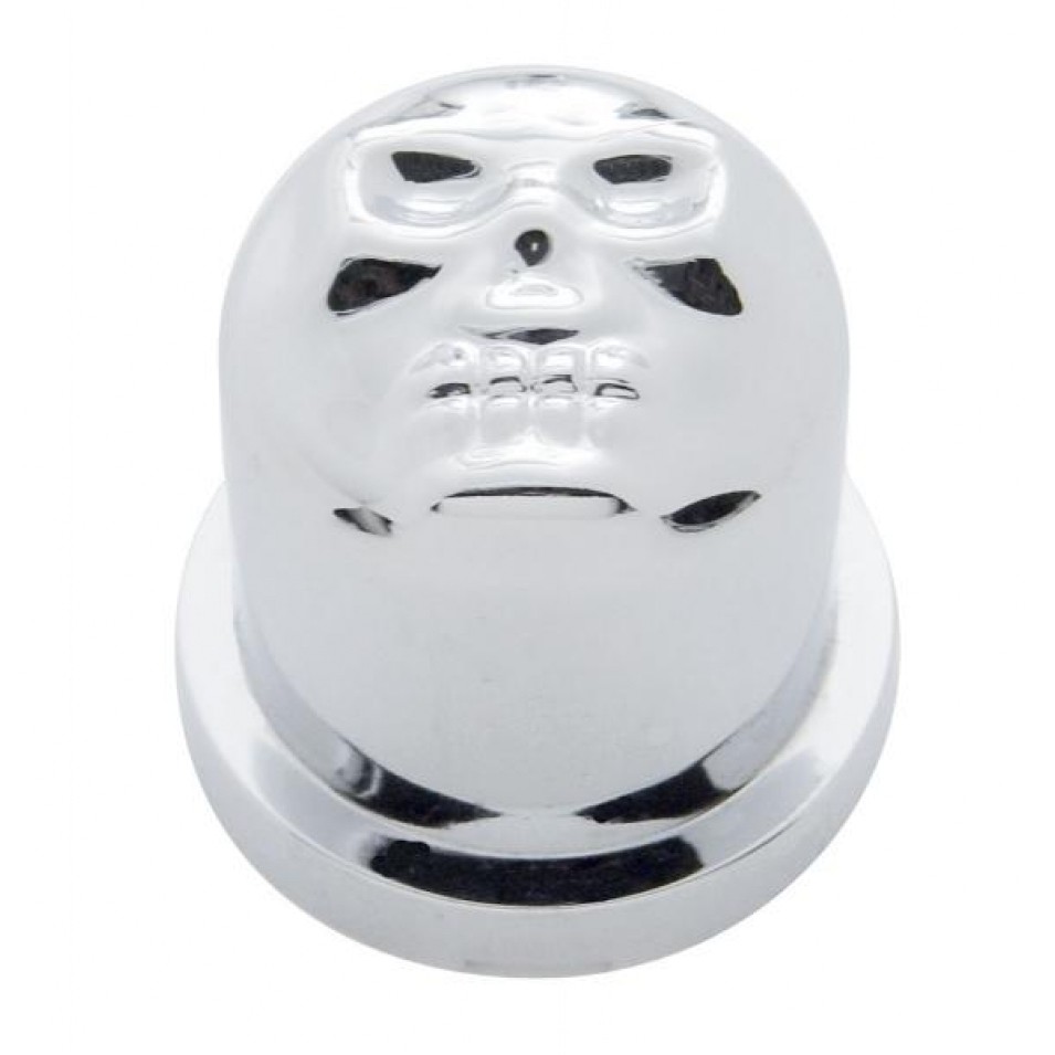 7/16" x 3/4" Chrome Plastic Skull Nut Cover - Push-On (10 Pack)